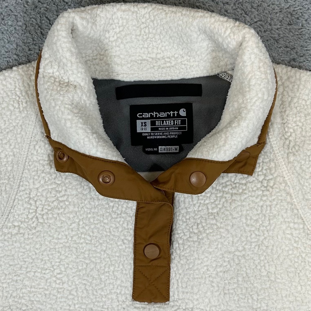 Carhartt Womens XS Relaxed Fit Sherpa Fleece Pullover Cream Brown 104922-W03
